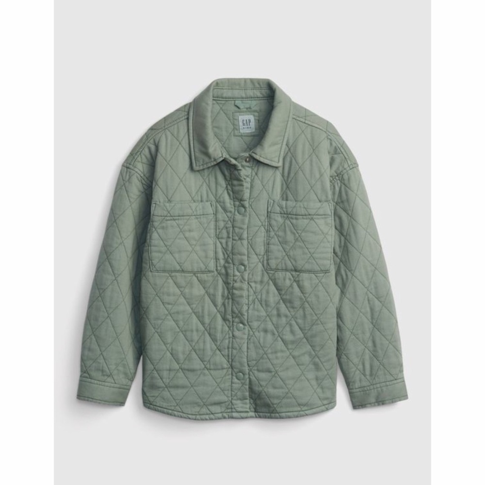 Gap Kids Quilted Shirt Jacket Light Mint Green unisex boys girls fall spring M